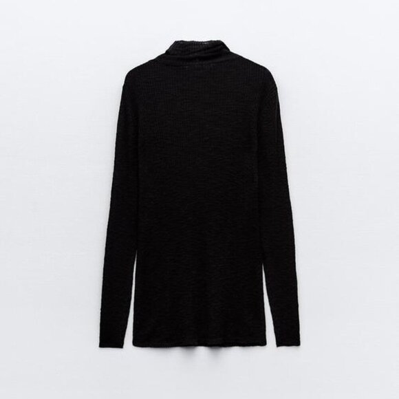 ZARA COTTON RIBBED JERSEY TURTLENECK - Picture 6 of 9